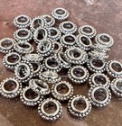 Beaded Rondelle Antiqued Silver 20 Large Hole 8mm Tibetan Style Spacer Beads