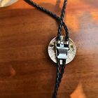 Men s Western Bolo Tie  Pearl Sun Moon Stars Wedding Necklace  Leather Necktie