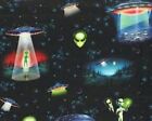 Area 51 Outer Space Alien Ufo Fabric By Robert Kaufman On Black Bty X 42 