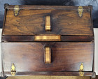 Vintage Tm 1930 s Wood Sewing Storage Box Caddy W handle Flip Top 2 Lids
