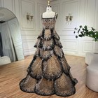 Luxury Dubai Evening Dresses With Shimmering Sequins Layered Ruffles Party Gowns