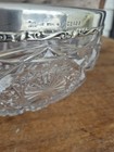 Antique Cut Glass Crystal Sterling Silver Rim 9  Bowl
