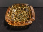 Mcm Vtg Amber Bubble Glass Cigarette Ashtray 6    4 Slots Excellent