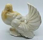 Turkey 4  Tall Figurine Marbleized Yellow And White Vintage Taiwan 