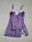 Vtg Victoria s Secret Babydoll Slip Dress Medium Purple Lace Y2k Sexy Satin Nwt