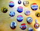 16 Vintage Political Pins Ike  Dewey  Meek knowland  Schuler  Landon  Knox Etc