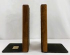 Vintage Marshall Studios Ceramic Tile Walnut Bookends Jane   Gordon Martz Mcm