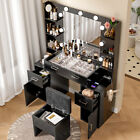 Vanity Set With Led Lights Makeup Desk Dressing Dresser Desk Table With 6 Drawer