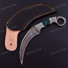 9  Custom Hand Made Forged Damascus Steel Fix Blade Hunting Karambit Knife Edc