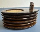 Vintage Wooden Wood Coaster Set Stacking Cork Hellerware Mid Century Modern 6 Pc
