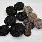 Vintage Fabric Textile Button Lot Silk Thread Pattern Black Taupe 