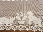 Lace Valance 23x15 And Tier 23x58 With Cats And Floweres Sold As Set 2 Pieces