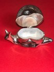 Vtg Silver Plate Gilt Metal Snail Shell Open Salt Deror Dining Table Figural Box