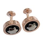 Montblanc Meisterst  ck Rose Gold   Black Round Logo Cufflinks