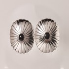 Sterling Silver 925 Nf Black Onyx Fluted Statement Post Earrings  38mm