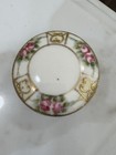 Vintage Nippon Footed Porcelain Vanity Dresser Jar Lid Hand Painted Floral Japan