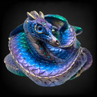 Vintage 1993 Windstone Peacock Coiled Dragon M  Pe  a Iridescent W  Clear Orb