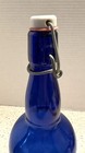 Vintage Cobalt Blue Glass Bottle W  Wire Bail Swing Top Stopper - 11  Tall