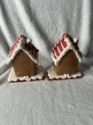 Set Of 2 Gingerbread House Stocking Hangers Glitter Frosted White