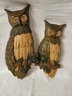  Vintage Pr Mcm Sexton Metal Owl On Branch Wall Hangings  Plaques 1969