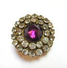 Antique Hatpin Amethyst Glass Double Rhinestone Frame