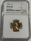 1961 P Ngc Pf67 Rd Red Proof Lincoln Memorial Penny 1c One Cent White Label