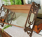 Antique Walnut Wall Display Shelf Fretwork 23x16 Victorian Eastlake Era Shelves