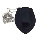 Universal Police Security Badge Holder Leather Clip On Belt Neck Hanger W chain 