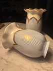 Gorgeous Antique Steuben Glossy Art Glass Lamp Shade Pr Pulled Feather Blue Gold