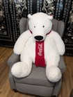 Large Coca-cola Plush Polar Bear 31  W  Scarf Collectible Stuffed Animal 2024