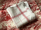 One Antique Vintage French Linen Torchon Tea Kitchen Dish Towel Red Stripes