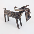 Rare Bronze Cast 6  Water Buffalo Birds African Ashanti Art Benin Bobo Sculpture