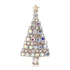 Vintage Crystal Christmas Tree Brooch Pin Rhinestone Gold Tone Fall Jewelry Gift
