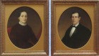 Pair Of 19th C  Oil Portrait Paintings Of Husband   Wife With Provenance Antique