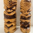 Tonga Islands Tongan Hand Carved Vtg Tiki Statue Wood Sculpture Carving Lot Of 2