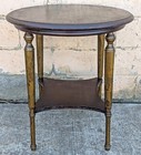 Antique Vintage Distressed French Mahogany Wood Brass Metal Gueirdon End Table
