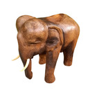 Hand Carved Wooden Elephant Figurine Thai Teak Animal Statue Home Decor Gift