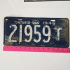 1945 Ontario License Plate Original Vintage Antique Canada Tag 21959t