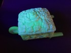 Mosser Custard  Uranium Glass Wheel Barrow Vintage Candy Dish W lid