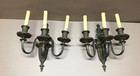 Pair Antique Heavy Brass Wall Sconce Light Fixtures Candelabra Vtg Old 1103-26b