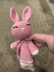 Handmade Crochet Bunny Lovey - Striped Baby Security Blanket