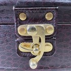 Bentony Vintage Burgundy Croc Embossed Train Case Vanity Box With Mirror Oval