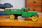 Vintage Wyandotte Pressed Steel Toy Stake Bed Truck Lights Green 1930s Antique