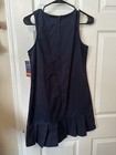 French Toast Girls Navy Pleated Bow Jumper Uniform Dress Size 14 Sleeveless