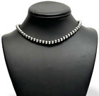 Native American Navajo Pearls 3mm Sterling Silver Bead Necklace 14    - 30 