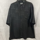 Vintage Up Roc Platinum Mens Xxl Button Up Short-sleeve Shirt Black True Skool