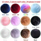 24 Pieces Faux Fox Fur Pom Pom Balls Diy Fluffy With Elastic Loop For Hats Ke   