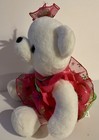 Dan Dee 2014 Snowflake Teddy White Bear Plush Pink   Green Dress 12  Cute