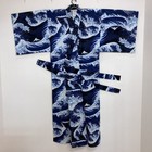Japanese Yukata Kimono Sash Belt Robe Men 61  Cotton Hokusai Wave Made In Japan