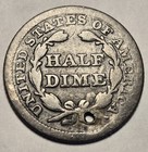 1853 Seated Liberty Half Dime 90  Silver - Very Good Vg Details  Holed